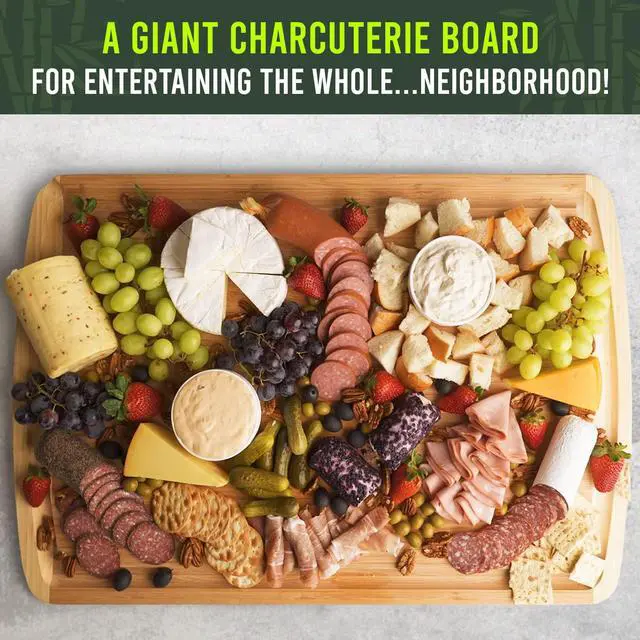 Alt view image 5 of 7 - GREENER CHEF 36 x 24 Inch Extra Large Bamboo Cutting Board with Lifetime Replacements 4XL Butcher Block, Oversized Carving & Charcuterie Board, Stovetop Cover for Kitchen Counter Space