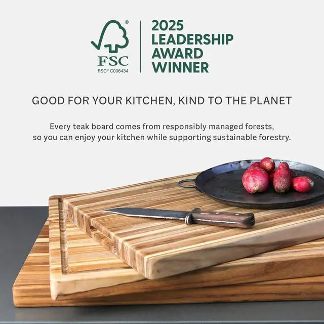 Alt view image 3 of 7 - Teakhaus Butcher Block Cutting Board - Large Wooden Cutting Board - Holiday Gift Ideas for Men and Women - Gift-Ready End Grain Wood, Knife Friendly - FSC Certified