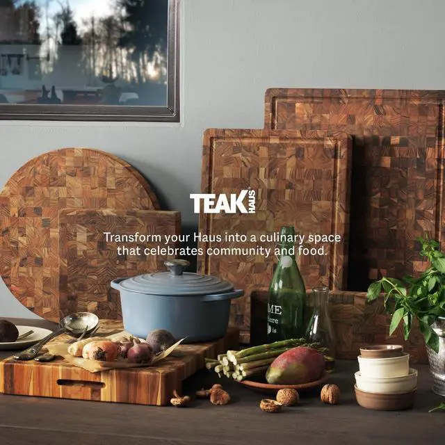 Alt view image 7 of 7 - Teakhaus Butcher Block Cutting Board - Large Wooden Cutting Board - Holiday Gift Ideas for Men and Women - Gift-Ready End Grain Wood, Knife Friendly - FSC Certified