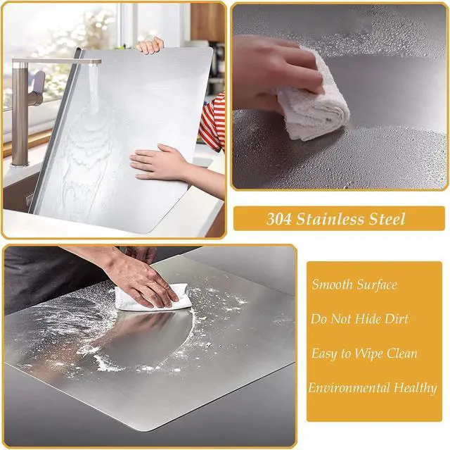 Alt view image 5 of 7 - tonchean Extra Large 304 Stainless Steel Chopping Board with Lip, 35.4x 22.8Steel Cutting Board with Rolling Pin, Metal Noodle Board Pastry Board Kneading Dough Board for Kitchen Restaurant