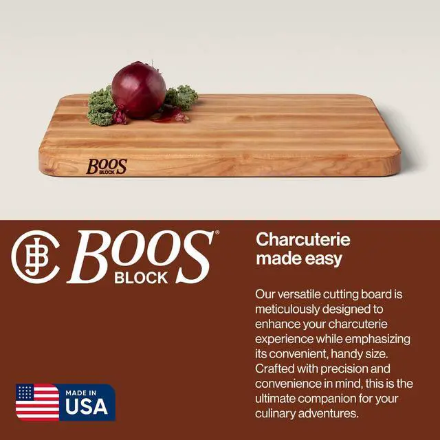 Alt view image 5 of 7 - John Boos Chop-N-Slice Series Rectangular Maple Cutting Board, 20" x 14" x 1.25", 10 lb Reversible Edge-Grain Butcher Block with Finger Grips, Made in the USA