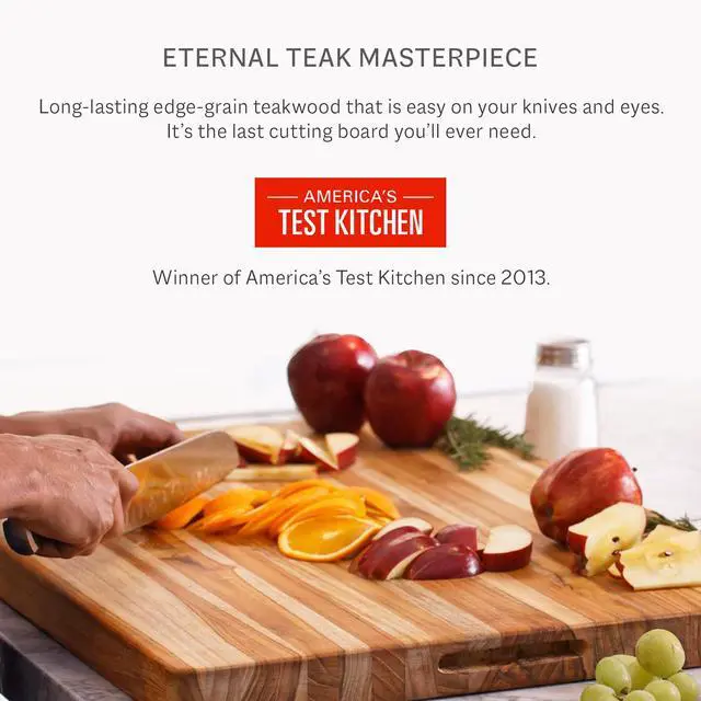 Alt view image 6 of 7 - Teakhaus Cutting Board - Extra Large (XL) Teak Wood Cutting Board 24L x 18W x 1.5 Thick - Sustainably Harvested and FSC Certified - Knife Friendly with Natural Oil Finish
