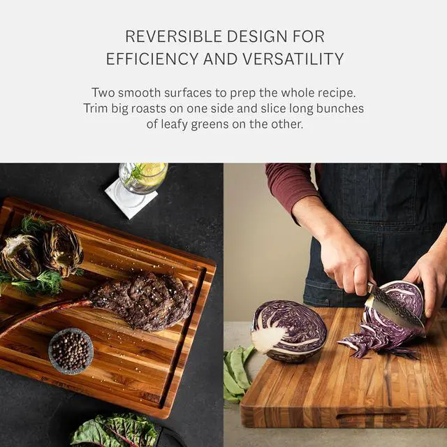 Alt view image 7 of 7 - Teakhaus Carving Board with Juice Groove - Large (L) Teak Wood Cutting Board 20L x 15W x 1.5 Thick - Sustainably Harvested & FSC Certified - Knife Friendly with Beeswax Oil Finish