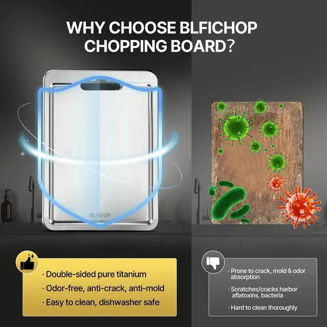 Alt view image 5 of 7 - 3pcs 100% Pure Titanium Cutting Boards with Juice Groove, Double-Sided Non-Toxic Chopping Boards for kitchen Meat, Vegetables and Fruits, Dishwasher Safe, Grey(9"×12" / 10"×14" / 12"×18")