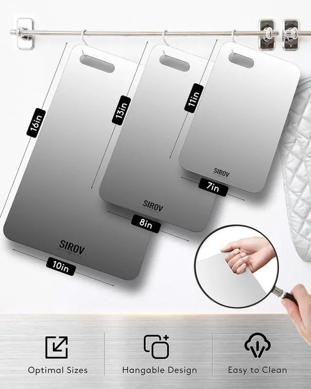 Alt view image 7 of 7 - Katori Titanium Cutting Board, 100% Pure Titanium Cutting Boards For Kitchen, Best Non Toxic chopping board, Dishwasher safe, Hygiene and Durability for Meat and fruit, New Package Design (3 PCS)