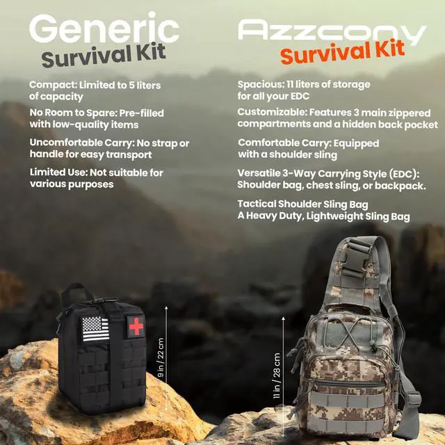 Alt view image 5 of 7 - Emergency Survival Kit with First Aid Gears and Supplies - EDC Go Bugout Bag - Get Home Backpack for Camping Outdoor - Tactical Military Molle Pouch Grade - Gift for Man Woman (Army Blue)