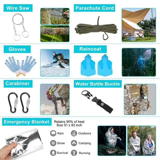 Alt view image 5 of 7 - Skywod,Survival Gear Professional Kit and Large Camping Backpack,First Aid Kit for Adventure Outdoor Hiking Accessories