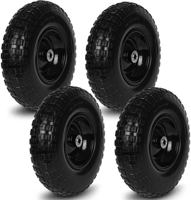 Main image of Taifa 4 PCS 13 Inch Rubber Solid Flat Free Replacement Tires and Wheels 4.00-6 with 5/8'' Axle Bore Hole, Air Less Wheel for Wheelbarrow/Wagon/Hand Truck/Trolley/Garden Scooter etc.