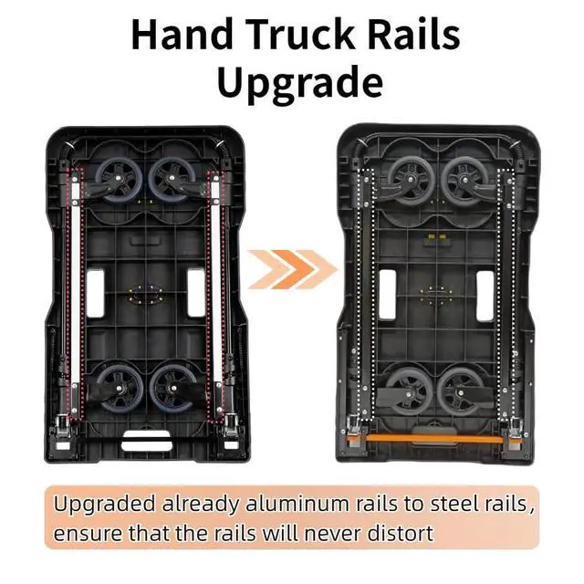 Alt view image 3 of 7 - HBFBDRCT Folding Hand Truck, 330 Lbs Heavy Duty Luggage Cart, Portable Push cart Dolly with Adjustable Handle for Auto, Luggage, Personal, Travel, Moving Shopping and Office Use