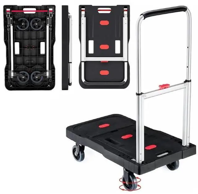 Main image of HBFBDRCT Folding Hand Truck, 330 Lbs Heavy Duty Luggage Cart, Portable Push cart Dolly with Adjustable Handle for Auto, Luggage, Personal, Travel, Moving Shopping and Office Use