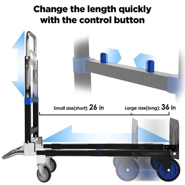 Alt view image 2 of 7 - Suzhi Foldable Hand Truck Moving Dolly Cart with 4 Wheels, 500 Lbs Load,2 Straps, Pre-Assembled, Save Room, Easy Folding Dolly for Furniture, Appliances, Boxes, Warehouse & Office Transport