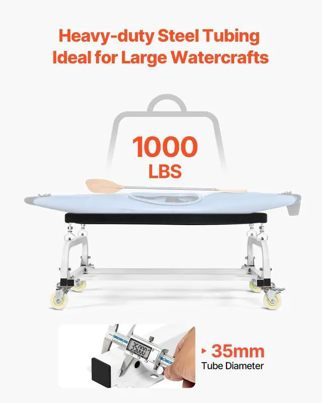 Alt view image 2 of 7 - VEVOR Watercraft PWC Dolly, 1000 lbs Load Capacity, Jet Ski Stand PWC Cart for Moving Watercraft, Adjustable Bunks with 4 Casters & 2 Brakes, Heavy-Duty Jet Ski Cart for Kayaks, Jet Skis, Speedboats