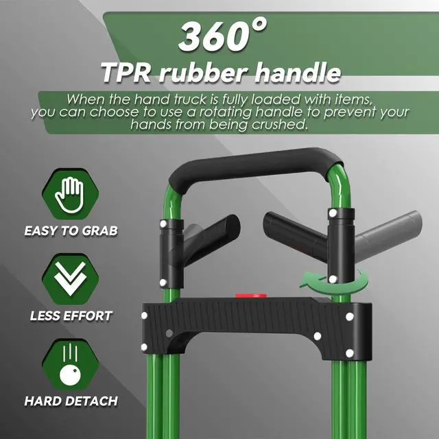 Alt view image 3 of 6 - Upgraded Folding Hand Truck Dolly Cart Heavy-Duty 375lbAluminum Wheel Bracket & Portable Aluminum Dolly Cart, Indoor/Outdoor Use
