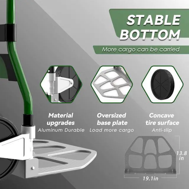 Alt view image 2 of 6 - Upgraded Folding Hand Truck Dolly Cart Heavy-Duty 375lbAluminum Wheel Bracket & Portable Aluminum Dolly Cart, Indoor/Outdoor Use