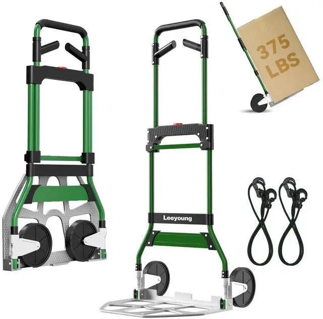 Main image of Upgraded Folding Hand Truck Dolly Cart Heavy-Duty 375lbAluminum Wheel Bracket & Portable Aluminum Dolly Cart, Indoor/Outdoor Use