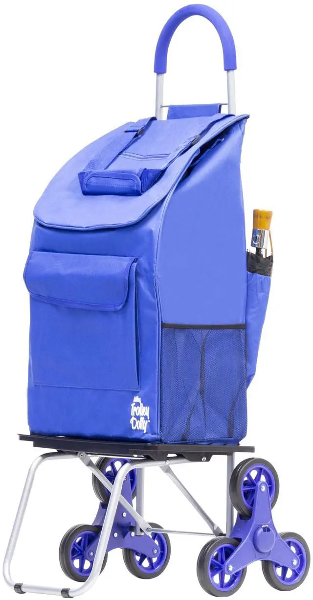 Main image of Stair Climber Bigger Trolley Dolly, Blue Shopping Grocery Foldable Cart Condo Apartment