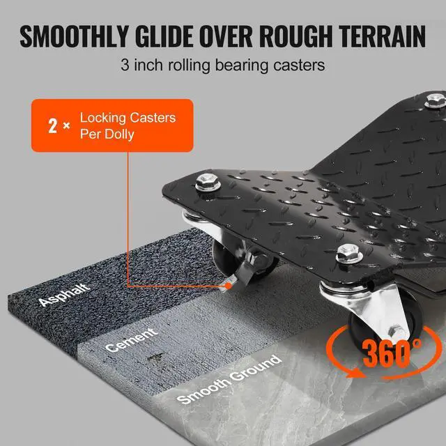 Alt view image 5 of 7 - Car Wheel Dolly, 6000 lbs/2722 kg Car Moving Cart with Brakes, Set of 4 Piece, Heavy-Duty Vehicle Dolly, Moving Cars, Trucks, Trailers, Motorcycles, and Boats