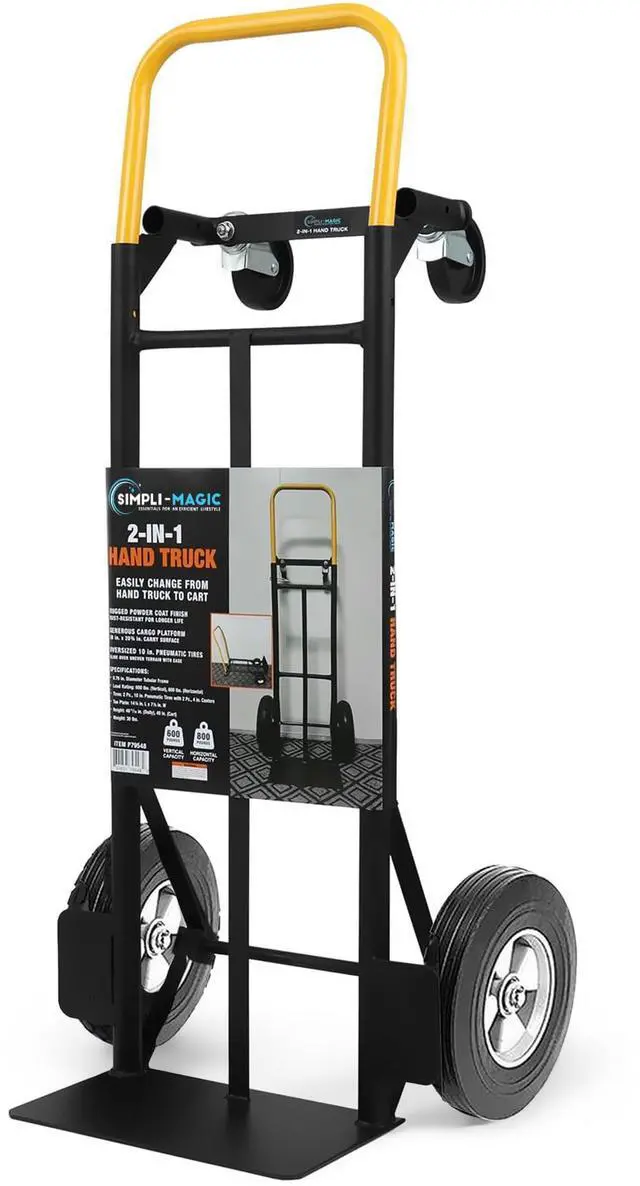 Main image of 2 in 1 Convertible Hand Truck and Dolly, 800LBS Heavy-Duty Moving Dolly Cart with 10" Flat Free Rubber Wheels & Handle