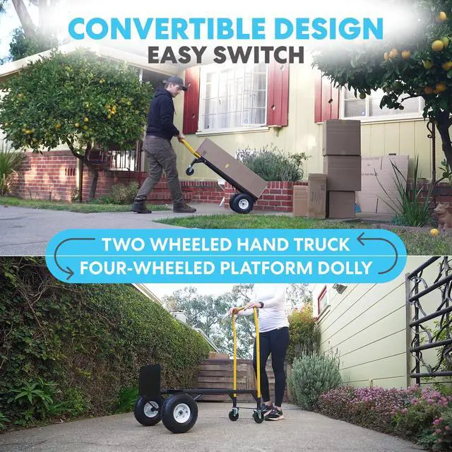 Alt view image 2 of 6 - 2 in 1 Convertible Hand Truck and Dolly, 800LBS Heavy-Duty Moving Dolly Cart with 10" Flat Free Rubber Wheels & Handle