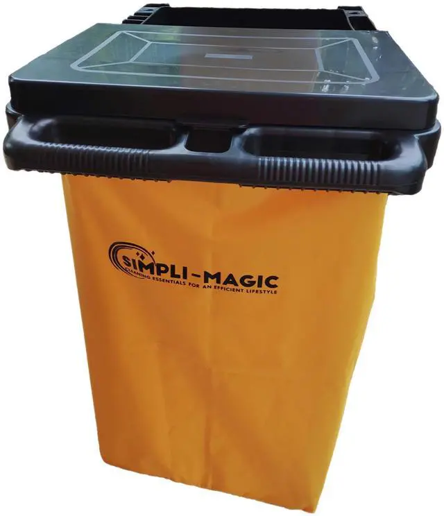 Alt view image 4 of 5 - Janitorial Cart, 330 lbs Capacity 3-Shelf Commercial Housekeeping Cleaning Cart on Wheels, 25 Gallon Bag with Lid Stable, Smooth Movement