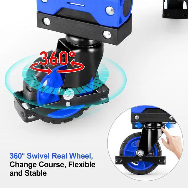 Alt view image 5 of 7 - 330LB Folding Hand Truck Heavy Duty Carrying, Combination of Four Wheels and Two Wheels Convertible Dolly Cart with Retractable Handle Dolly for Moving Office Carts(Blue)