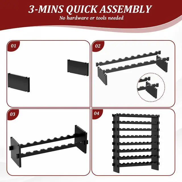Alt view image 6 of 7 - Bamboo Stackable Wine Rack,72 Bottles Wine Rack Freestanding Floor,No Tools Assembly,8-Tier Display Wine Storage Shelf for Kitchen, Bar, Dining Room,Cellar,Black