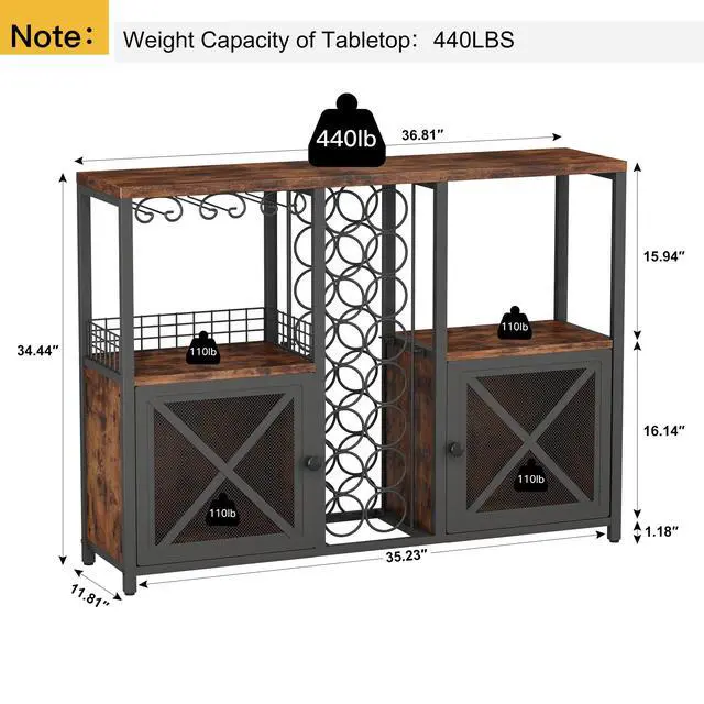 Alt view image 5 of 7 - Mini Bars for Home, Wooden Coffee Bar Cabinet, Modern Liquor Cabinet for Liquor and Glasses, Farmhouse Buffet Wine Cabinet with Storage Sideboard for Home Kitchen Dining Room