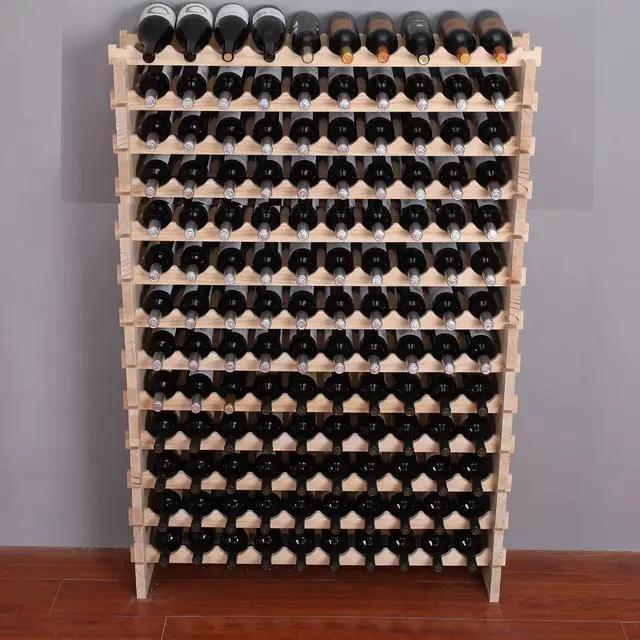 Alt view image 4 of 7 - Wine Rack Cabinet Freestanding for Floor Wooden Stackable Storage Modular countertop Wood Wine Holder (120bottle)