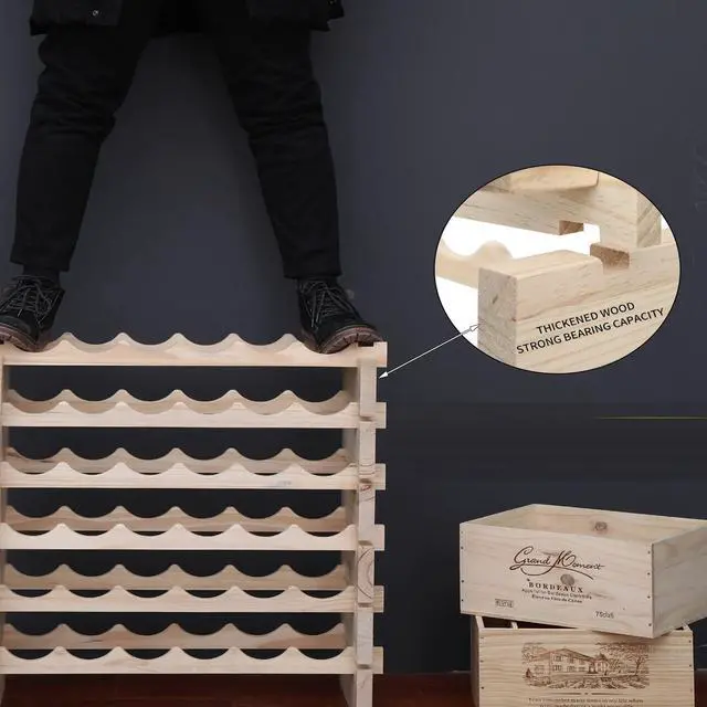 Alt view image 7 of 7 - Wine Rack Cabinet Freestanding for Floor Wooden Stackable Storage Modular countertop Wood Wine Holder (120bottle)