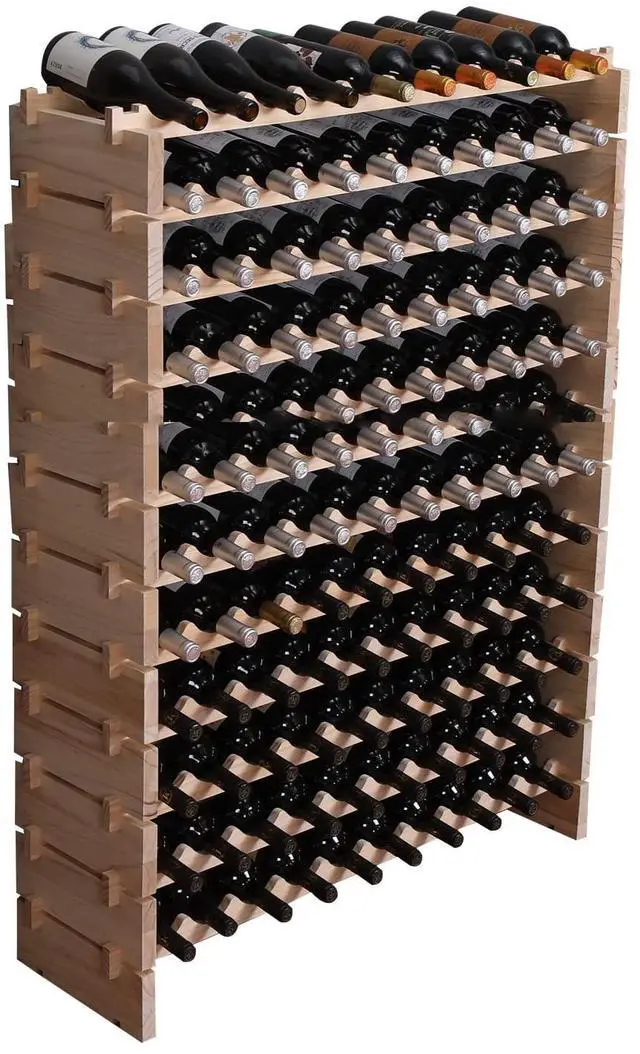 Main image of Wine Rack Cabinet Freestanding for Floor Wooden Stackable Storage Modular countertop Wood Wine Holder (120bottle)