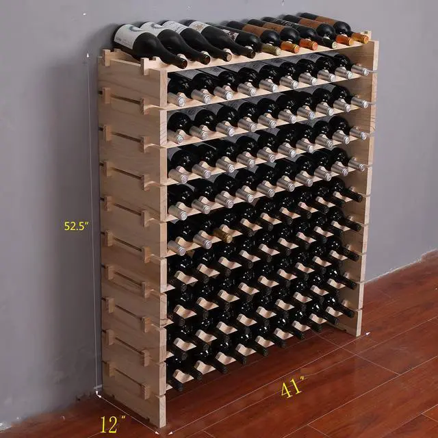 Alt view image 3 of 7 - Wine Rack Cabinet Freestanding for Floor Wooden Stackable Storage Modular countertop Wood Wine Holder (120bottle)