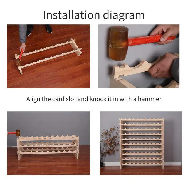 Alt view image 4 of 7 - Wine Rack Solid Wood Stackable Storage Wooden Wine Rack Wine Cabinet (60 Bottles, Natural Color)