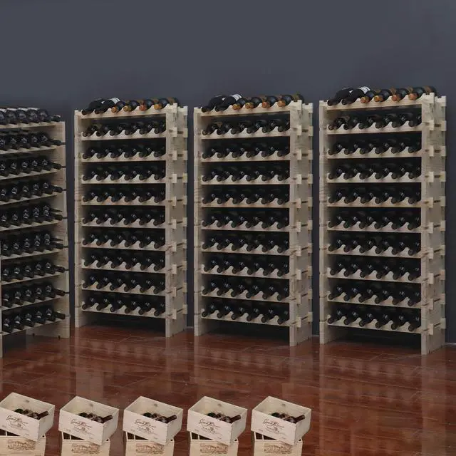 Alt view image 6 of 7 - Wine Rack Solid Wood Stackable Storage Wooden Wine Rack Wine Cabinet (60 Bottles, Natural Color)