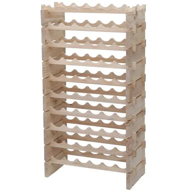 Alt view image 7 of 7 - Wine Rack Solid Wood Stackable Storage Wooden Wine Rack Wine Cabinet (60 Bottles, Natural Color)