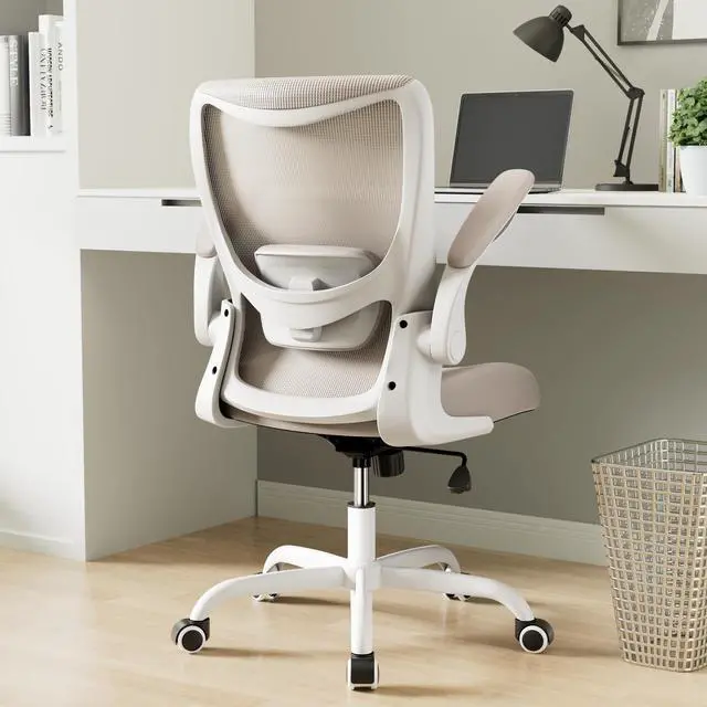 Main image of Office Chair, Ergonomic Desk Chair with Adjustable Lumbar Support and Flip up Armrest, Breathable Mesh Computer Chair for Home Office, Khaki