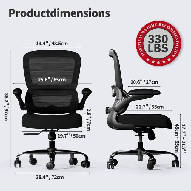 Alt view image 2 of 7 - Office Chair - Ergonomic Desk Chair with Adjustable Lumbar Support, Mesh Computer Chair, Executive Chairs for Home Office Comfortable Lumbar Support (Black)