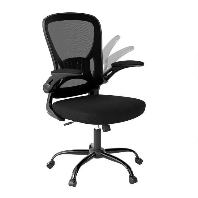 Alt view image 7 of 7 - Mesh Office Chair, Ergonomic Home Office Desk Chairs with Flip-up Arms and Lumbar Support, Height Adjustable, Black