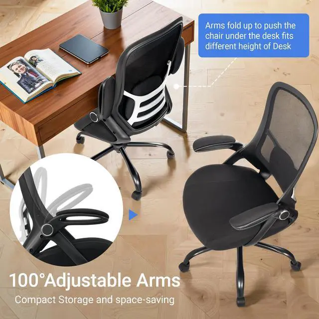 Alt view image 3 of 7 - Big and Tall 400lbs Heavy Duty Office Chair, 5" Thickened Seat Ergonomic Desk Chair with Adjustable Armrests, Home Office Computer Chairs for Long Hours Mesh Executive Chair(Black)
