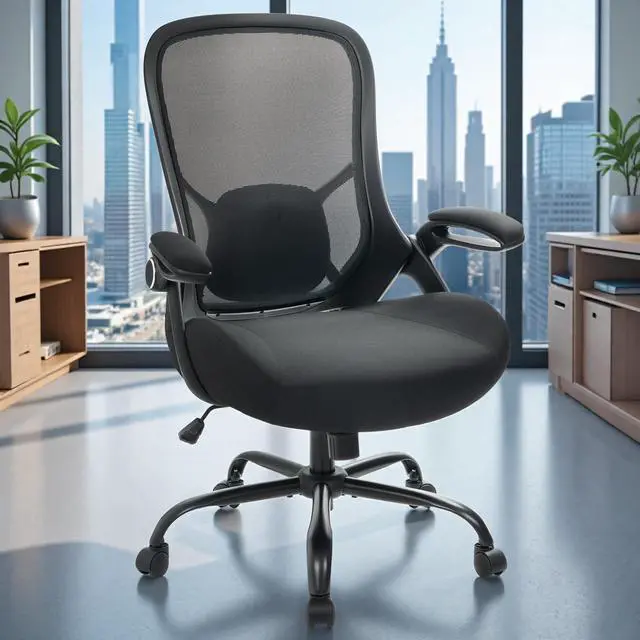 Alt view image 7 of 7 - Big and Tall 400lbs Heavy Duty Office Chair, 5" Thickened Seat Ergonomic Desk Chair with Adjustable Armrests, Home Office Computer Chairs for Long Hours Mesh Executive Chair(Black)