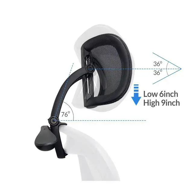 Alt view image 5 of 7 - Headrest Attachment Compatible with Herman Miller Aeron Fully Adjustable Height & Tilt, Removable Coat Hanger Available Color for Classic.