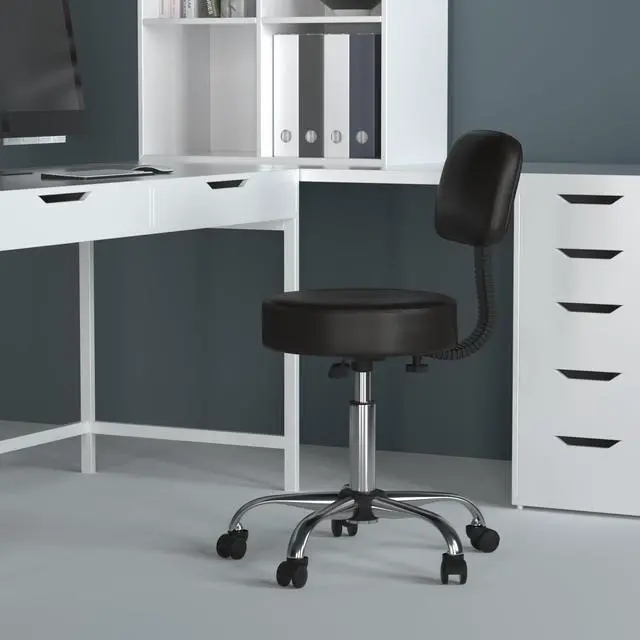 Alt view image 2 of 7 - B245-BK Be Well Medical Spa Stool with Back, Black