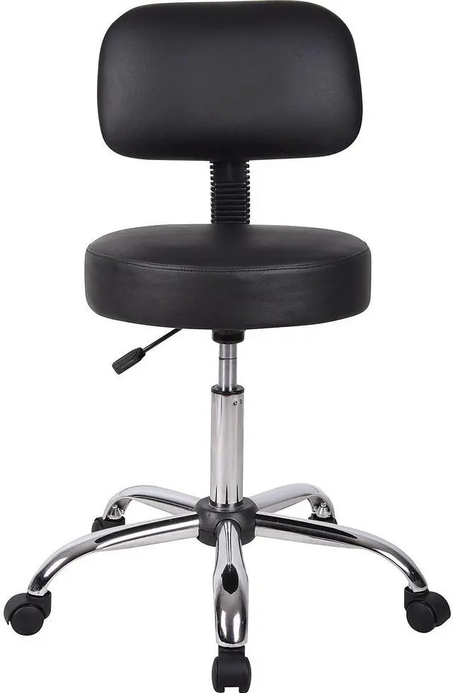 Alt view image 3 of 7 - B245-BK Be Well Medical Spa Stool with Back, Black