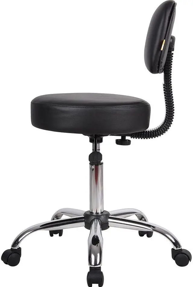 Alt view image 4 of 7 - B245-BK Be Well Medical Spa Stool with Back, Black