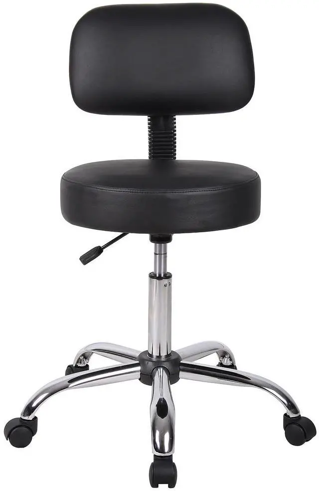 Alt view image 7 of 7 - B245-BK Be Well Medical Spa Stool with Back, Black