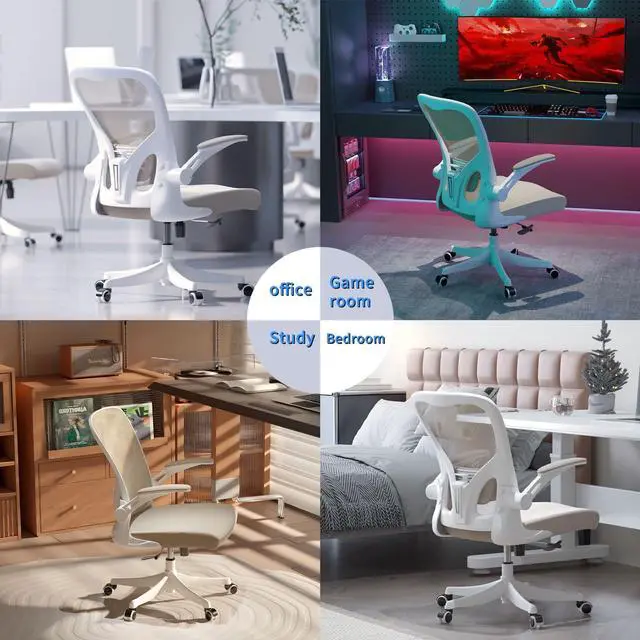 Alt view image 2 of 6 - Ergonomic Office Desk Chair, 90°-125° Tilt Back Home Desk Chair with 360° Swivel & Mute Wheels, High Back Mesh Computer Chair for Adults with Lumbar Support, 330 LBS Capacity(01Khaki)