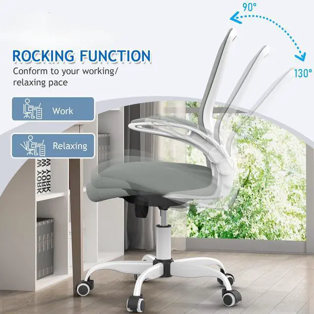 Alt view image 4 of 7 - Ergonomic High Back Mesh Office Chair, Adjustable Lumbar Support, Thickened Seat Cushion (Modern, Moon Gray)