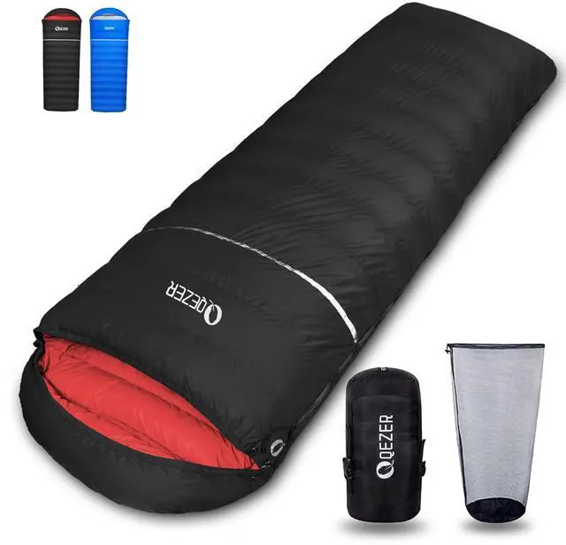 Main image of Down Sleeping Bag for Adults 600 Fill Power Down Sleeping Bag Cold Weather Ultralight Sleeping Bag with Compression Sack for Backpacking, Camping, Hiking (800g Down Filling-Black-Right Zip)