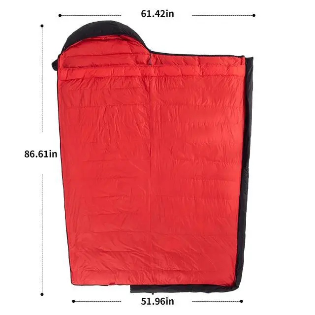 Alt view image 6 of 7 - Down Sleeping Bag for Adults 600 Fill Power Down Sleeping Bag Cold Weather Ultralight Sleeping Bag with Compression Sack for Backpacking, Camping, Hiking (800g Down Filling-Black-Right Zip)
