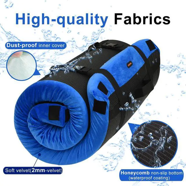 Alt view image 5 of 7 - Memory Foam Camping Mattress pad, Comfortable Thick Floor Sleeping Mat for Adults with Non-Slip Bottom, Portable Roll Up Mattress for Sleepover Guest,Cot Mad for Car Camping(Blue Single:75 * 30 * 3")