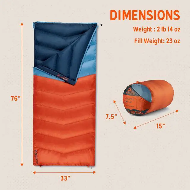 Alt view image 3 of 7 - Galactic Down 30 Degree Sleeping Bag, 550 Fill Power RDS Trackable Down, Backpacking and Camping, Zip Together for 2P Sleeping Bag (Rooibos Tea)